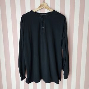 Classic Black Long Sleeve Henley Shirt